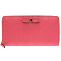 Pre-Owned Pink Leather Round Wallet Purse Z54594