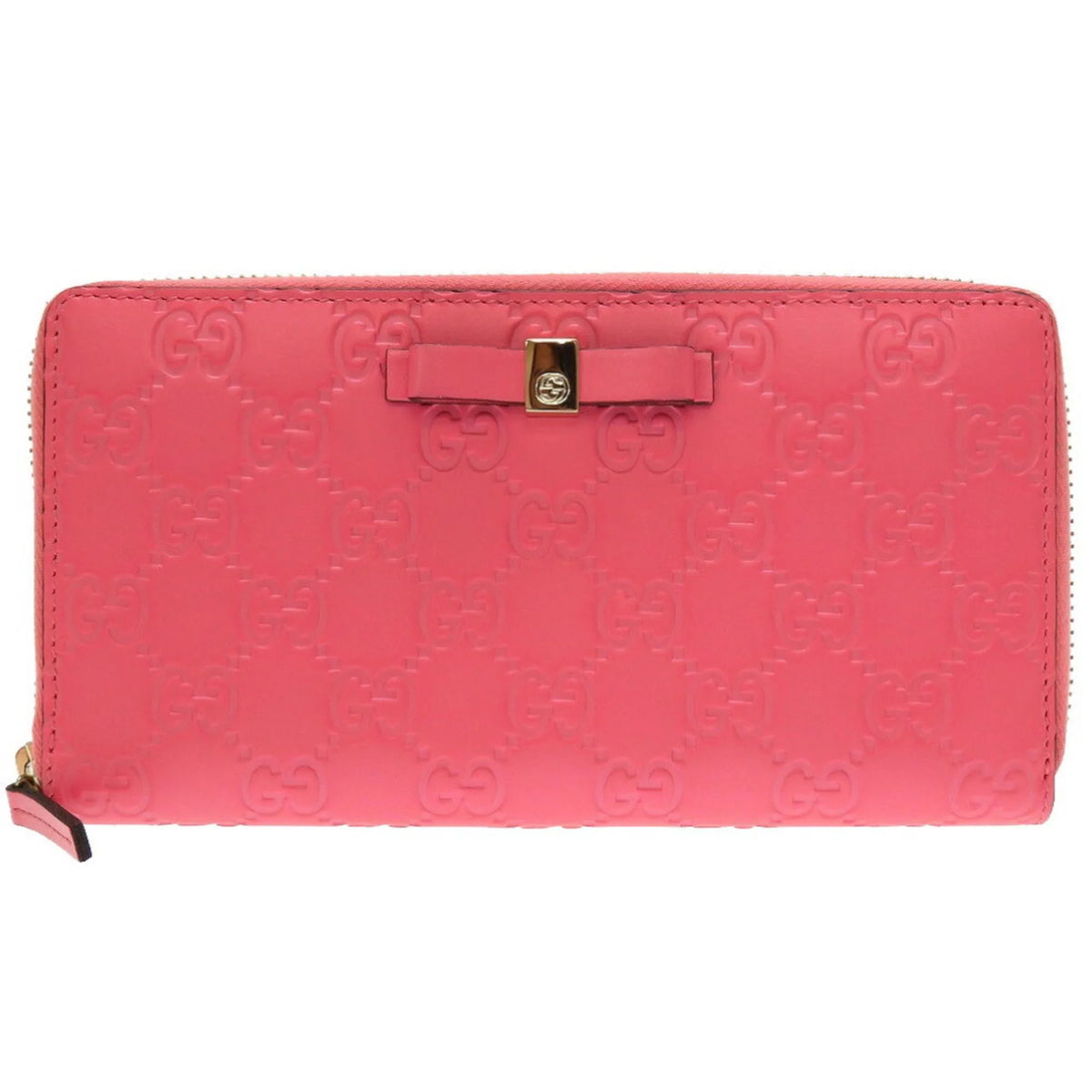 Pre-Owned Pink Leather Round Wallet Purse Z54594