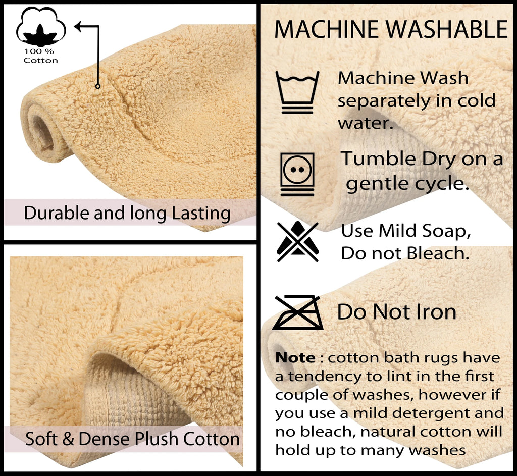Cotton Non Slip Washable 4 Piece Bath Rug Set Z683096