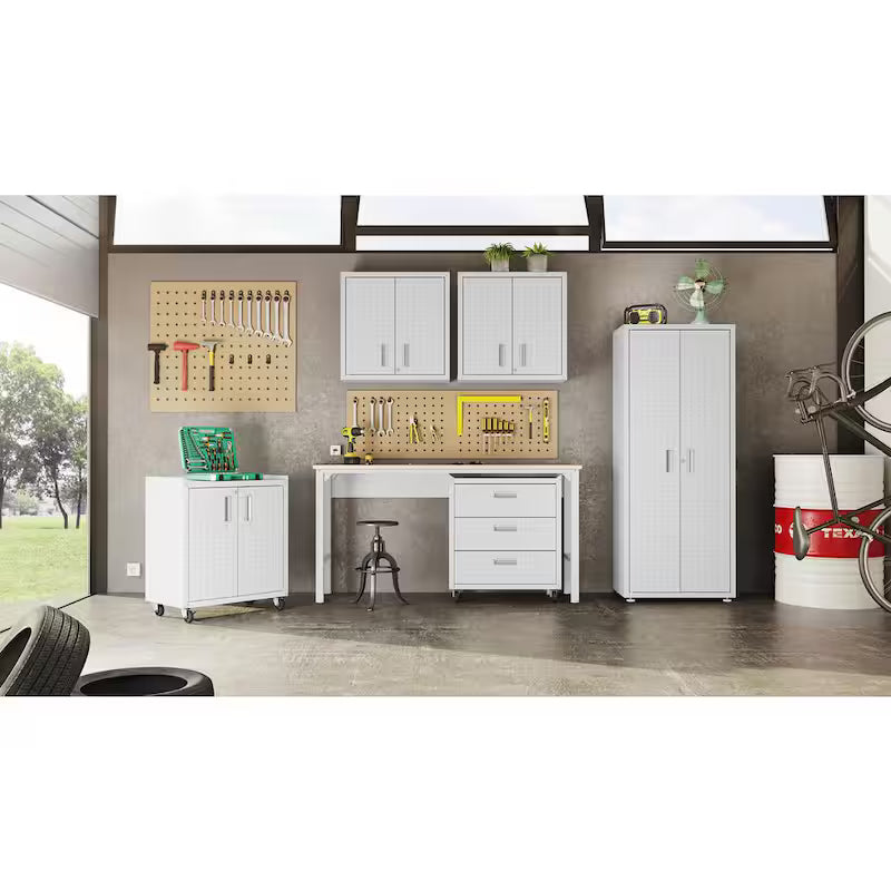 30 in. 2-Shelf Wall Mount Metal Garage Cabinet in White P337942