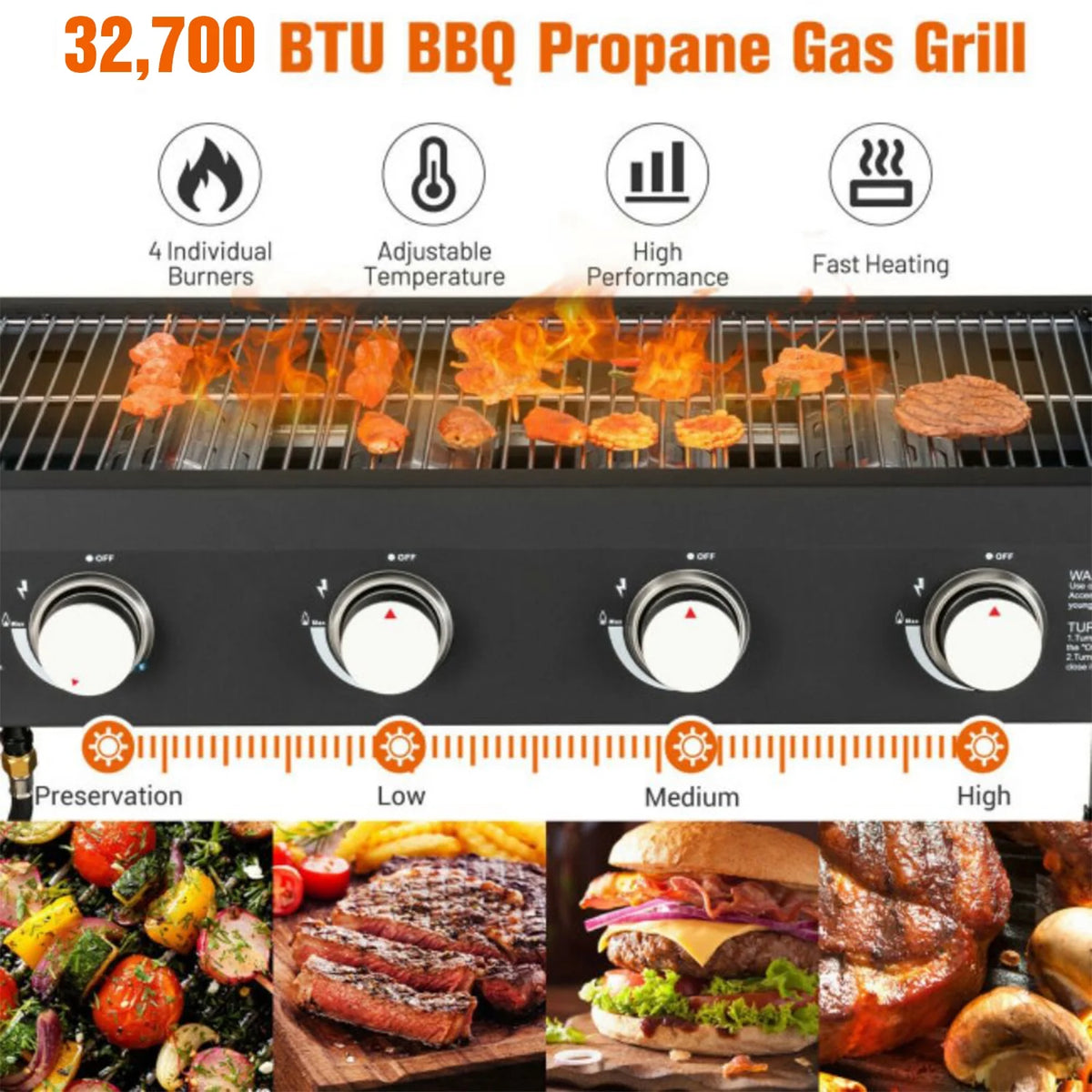 4-Burner Propane Gas Grill F18066
