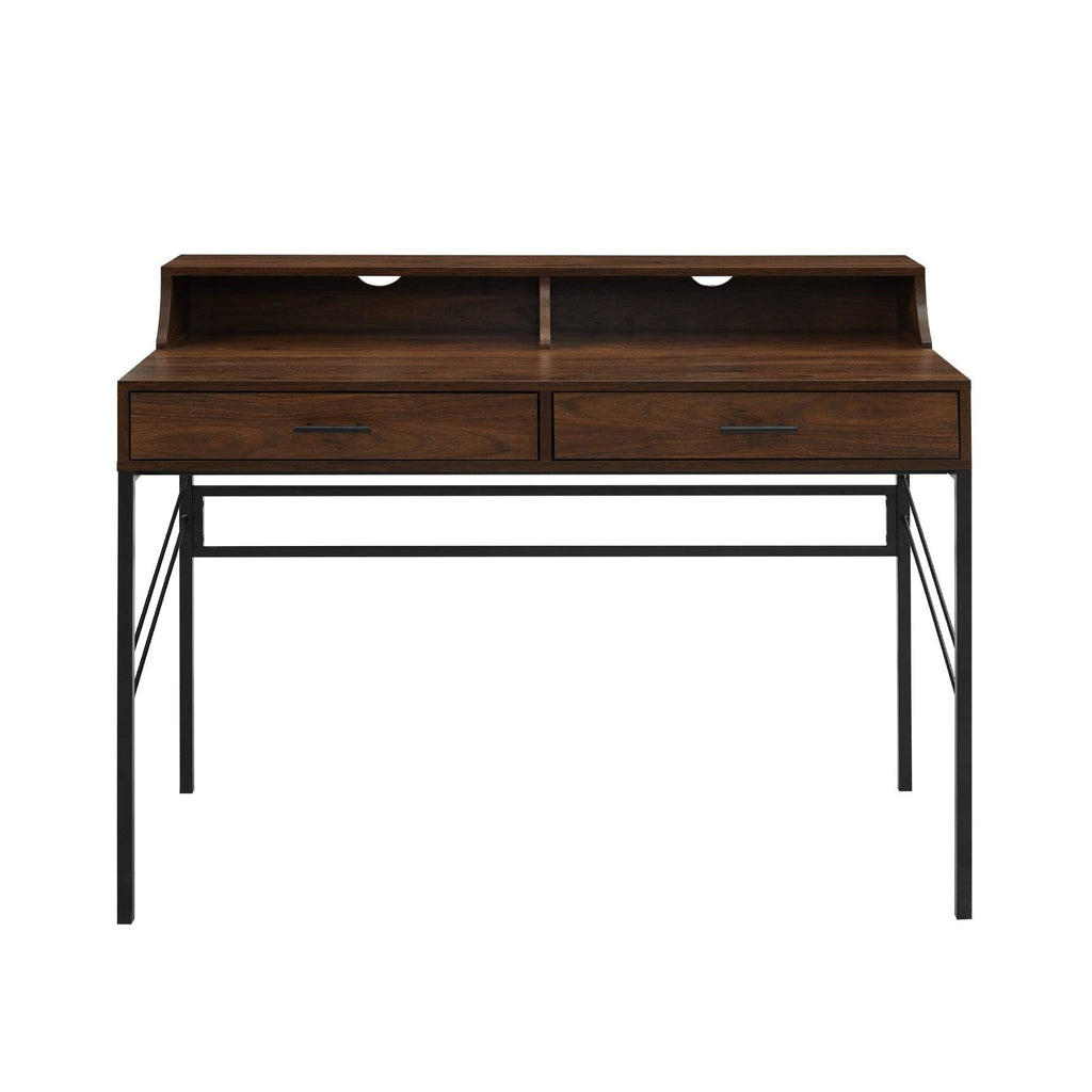 2-Drawer Desk and Hutch - Cerused Ash W19231