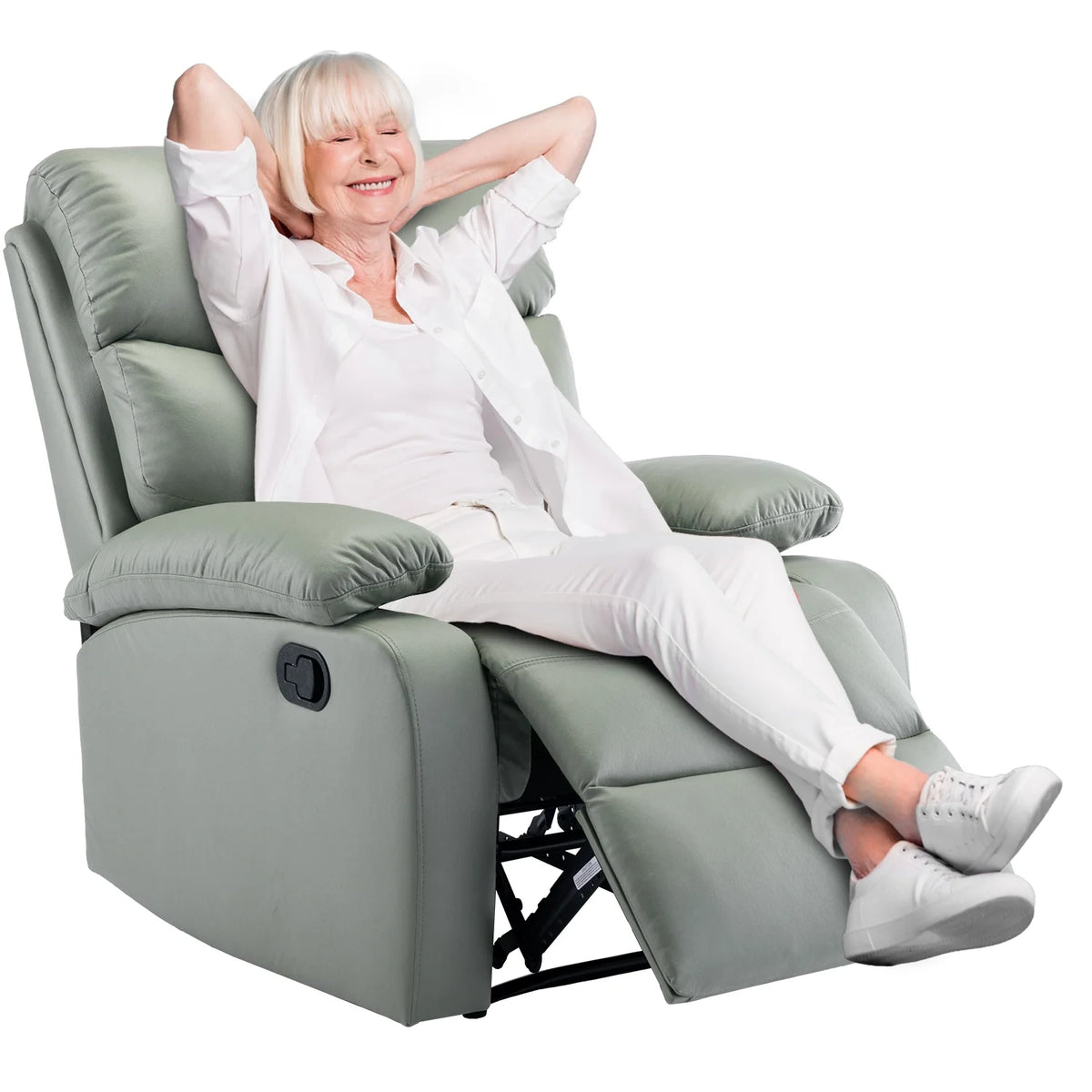 Green Micro Leather Manual Recliner Chair with Footrest T96270