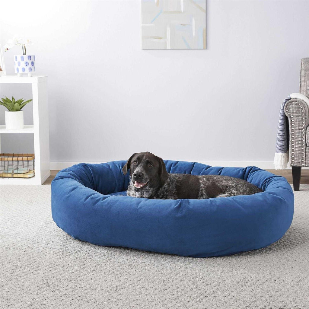 Velvet Round Bolster Dog Bed with Removable Cover S753639