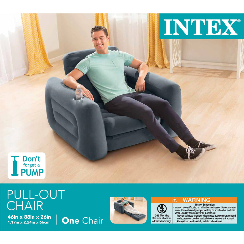 Inflatable Pull Out Sofa Chair Sleeper with Twin Sized Air Mattress I87020