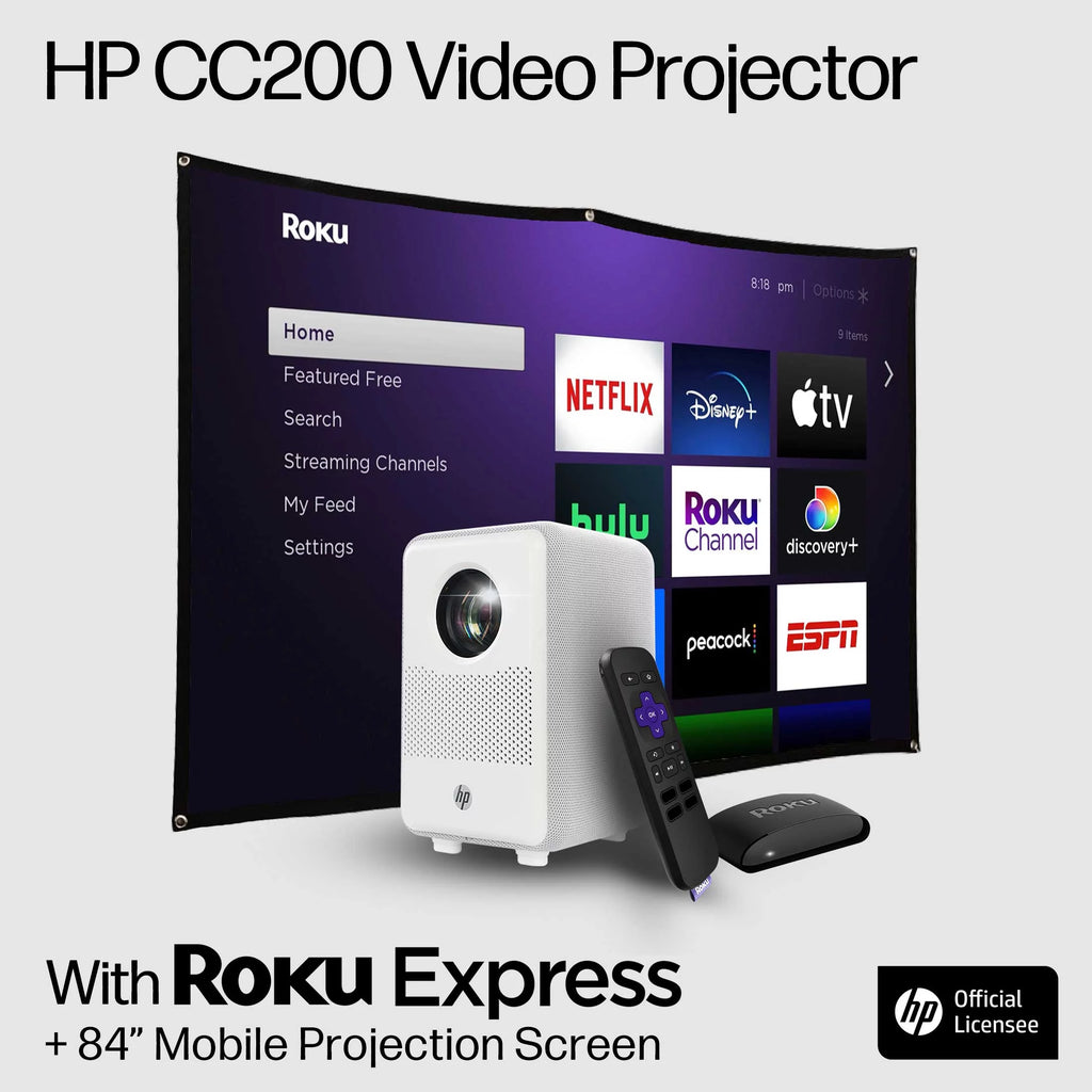 FHD LCD LED Projector with Streaming Player and 84 Projection Screen M801098