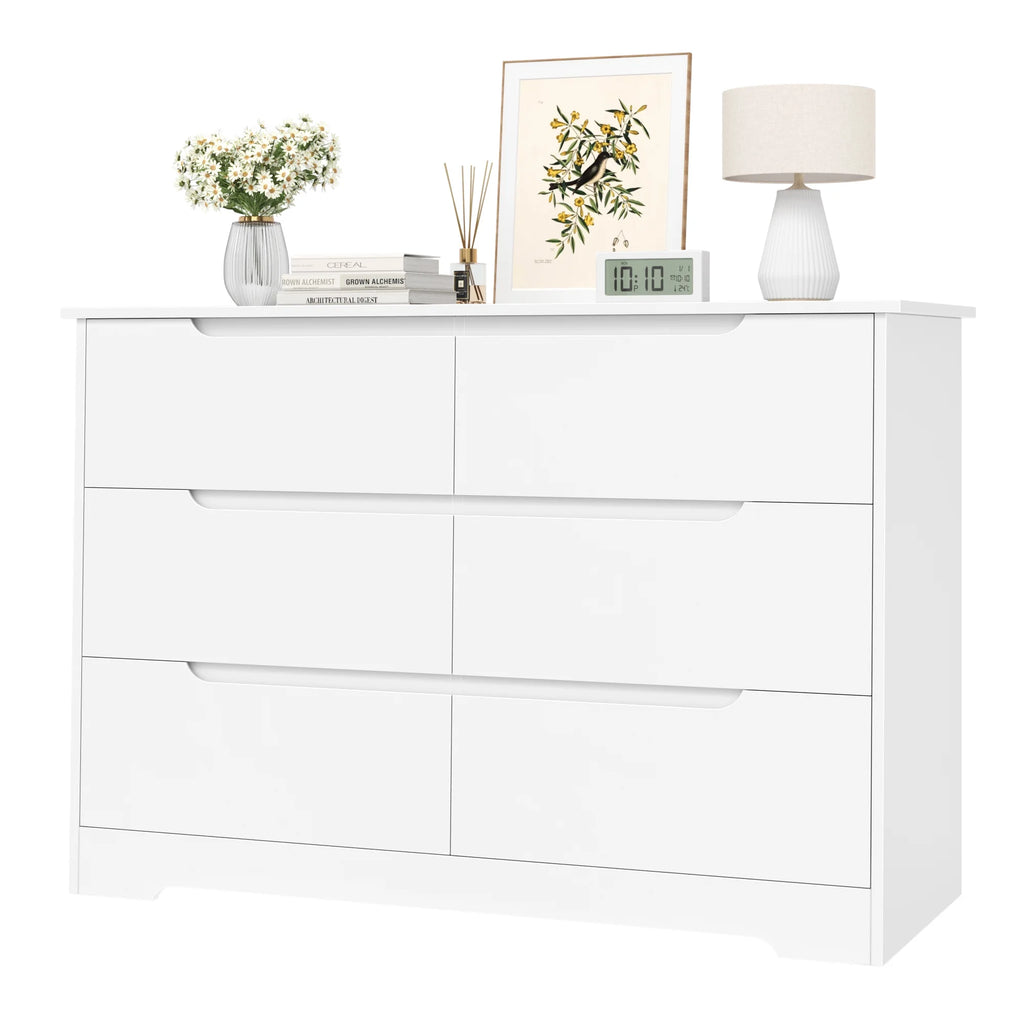 White 6 Drawer Wood Dresser G4855