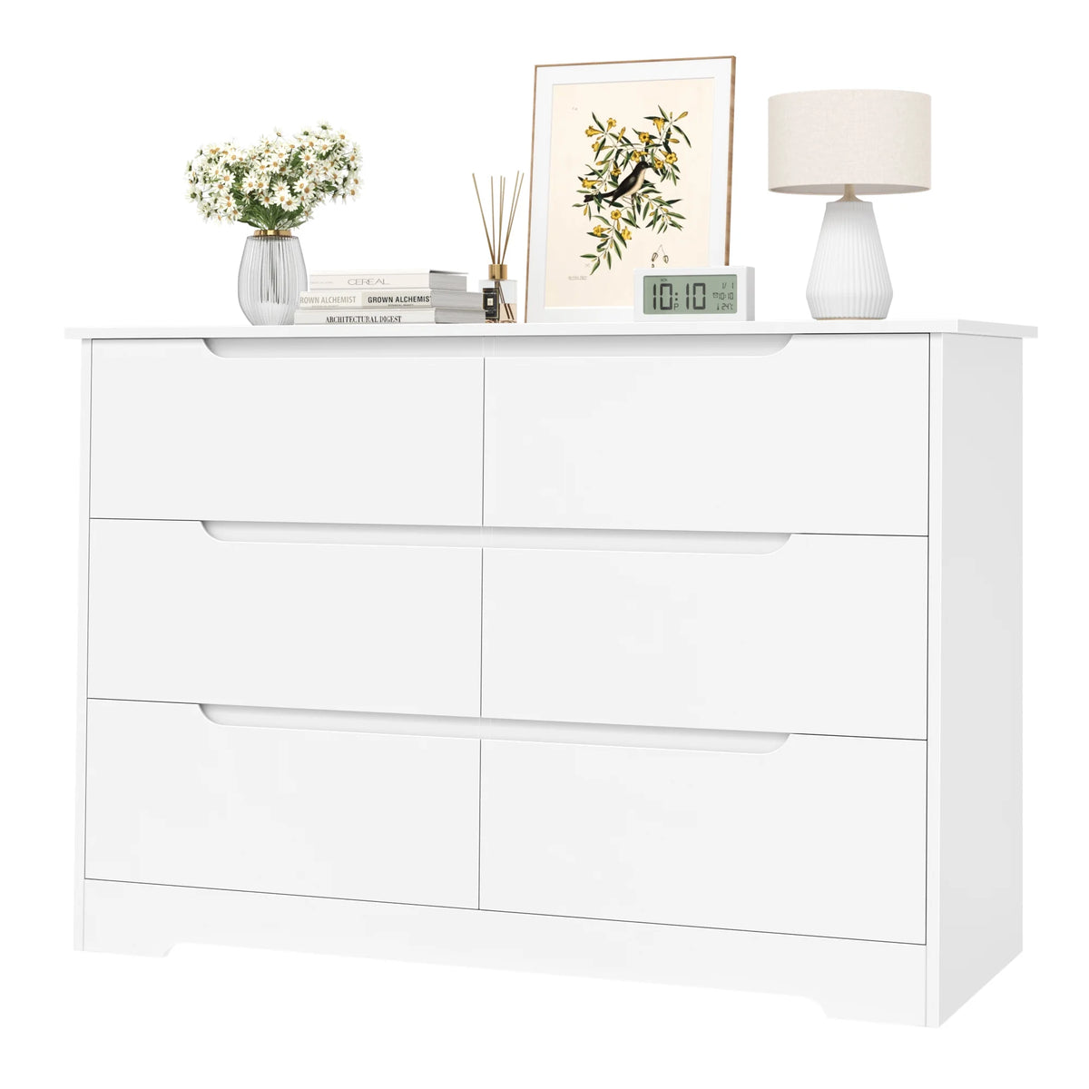 White 6 Drawer Wood Dresser G4855