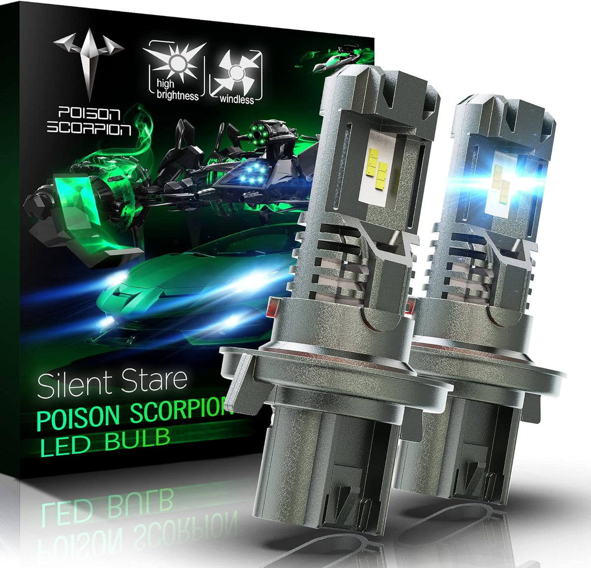 24000LM Fanless LED Headlight Bulbs Combo, HB3 HB4 6500K Cool White, Pack of 2 V465