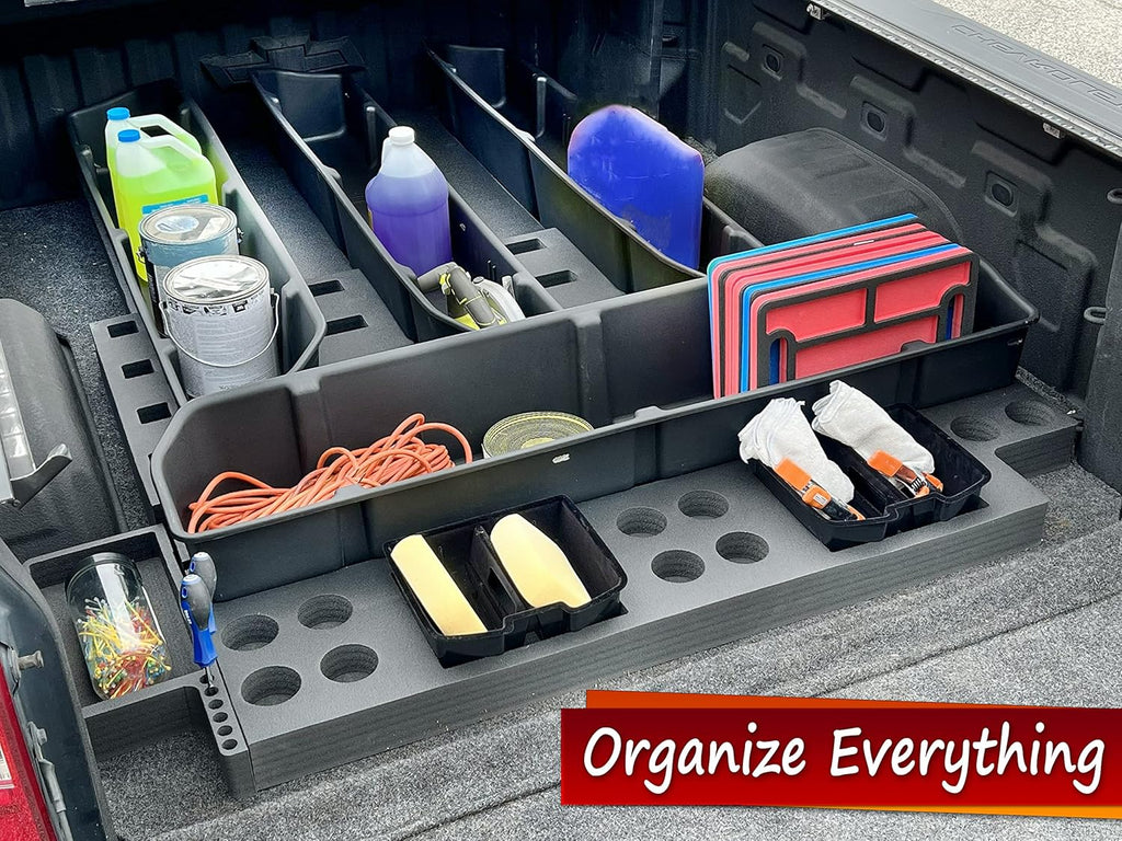 Complete Truck Bed Storage System Cargo Organizer with 4 Weatherproof Containers N7348