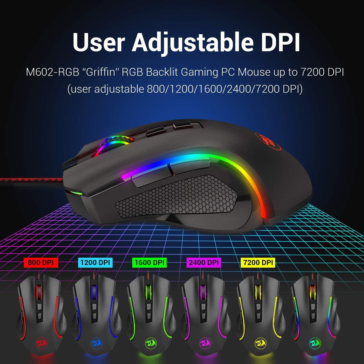 Mechanical Gaming Keyboard and Mouse Combo Wired RGB Backlit 104 Key 7200 DPI W635378