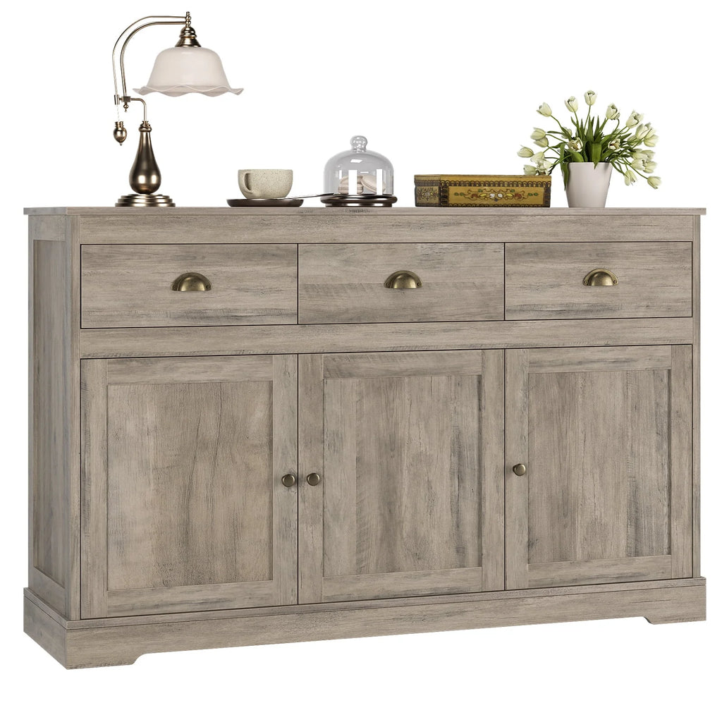 White 3 Drawer 3 Door Sideboard Storage Cabinet B305513