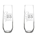 Set of 2 Stemless Glass Champagne Flutes 8.5 oz G493