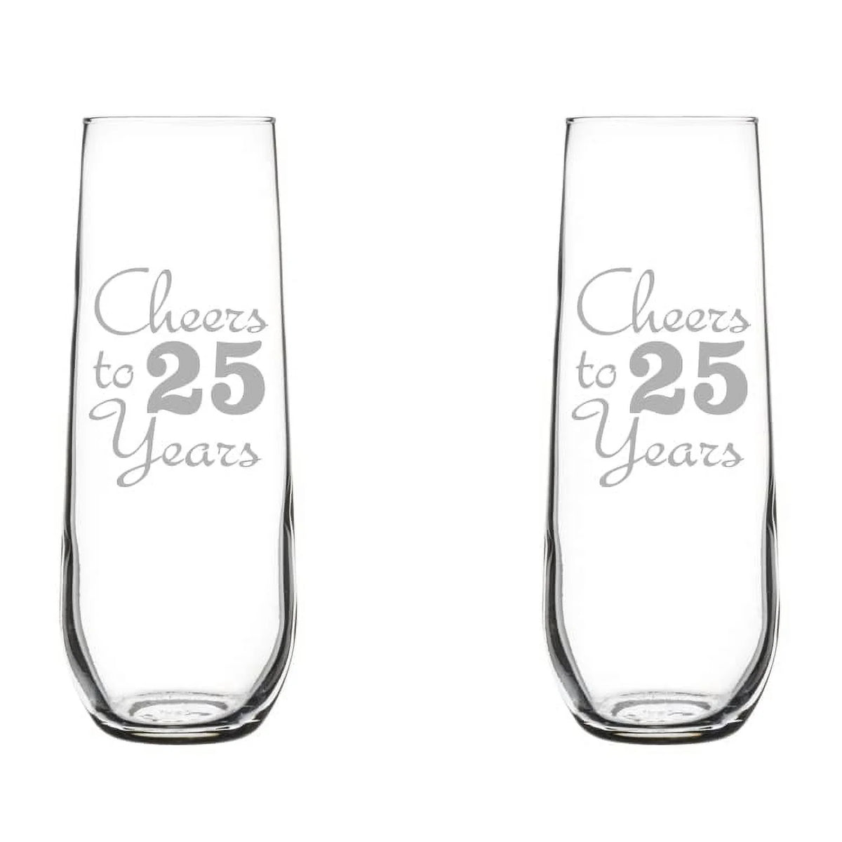 Set of 2 Stemless Glass Champagne Flutes 8.5 oz G493