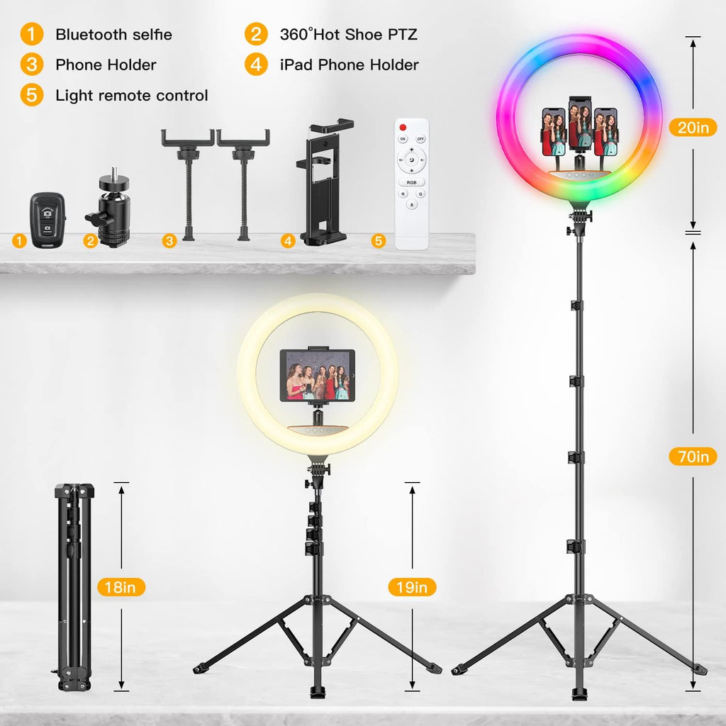 18 inch RGB Ring Light with Tripod Stand Q41357