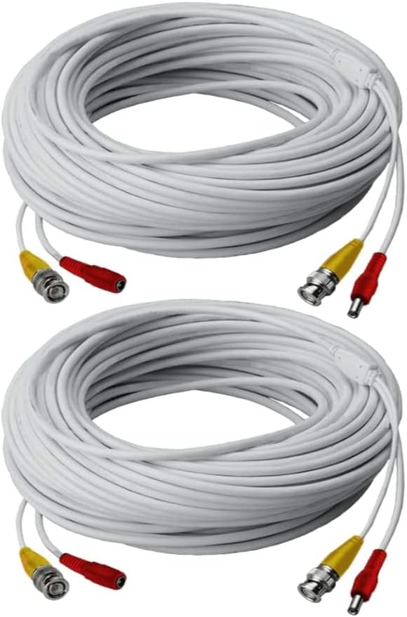 White 250-Feet Power Accessory Cable for Analog Security Camera (2-Pack) S38028