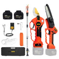 Cordless Electric Pruner Kit, 1.6 Inch Pruning Shears, 5 Inch Handheld Electric Chain Saw with 75 Inch Foldable Extension Pole, 2 Pack 25V Lithium Batteries, SK5 Blades R3276