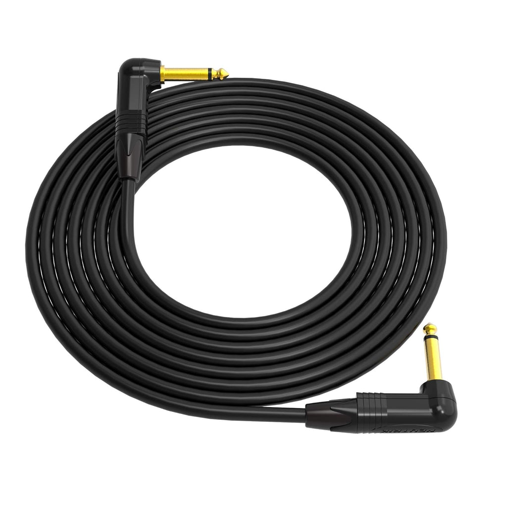 3 Feet Black 1/4 Inch Right Angle TS Instrument Cable Pack of 2 D371