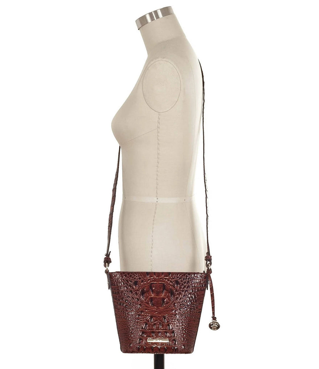 Pecan/Gold Embossed Leather Mini Crossbody U25708