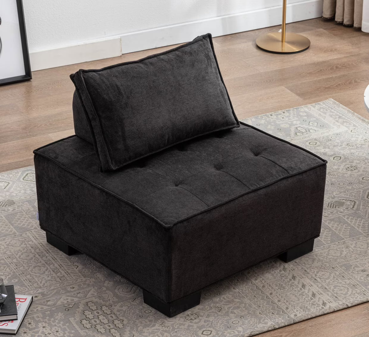 Black Ottoman Barrel Chair U113