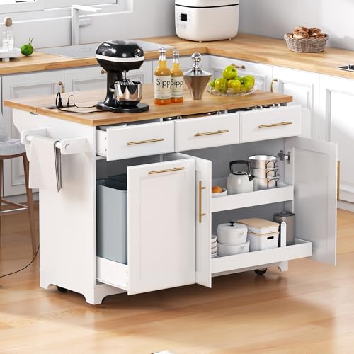White Kitchen Island with Storage M28296