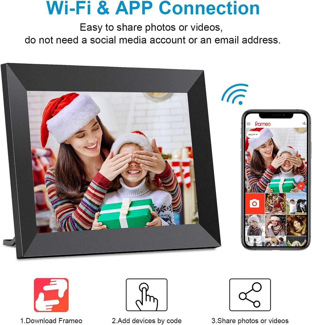 8 Inch Smart Digital Photo Frame with WiFi, IPS Touch Screen, 16GB Storage, Pack of 2 S27370
