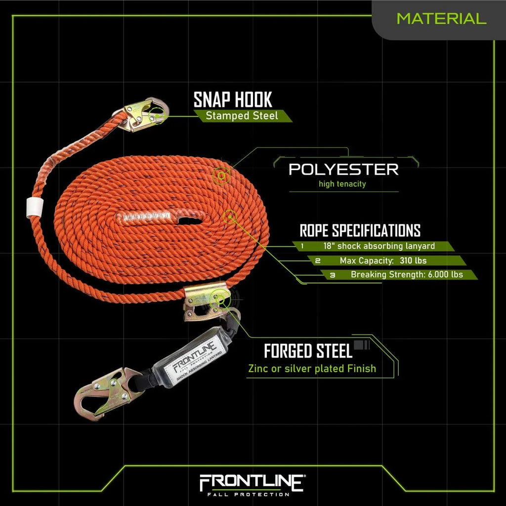 Vertical Lifeline with Openable Rope Grab & Shock Pack L13615