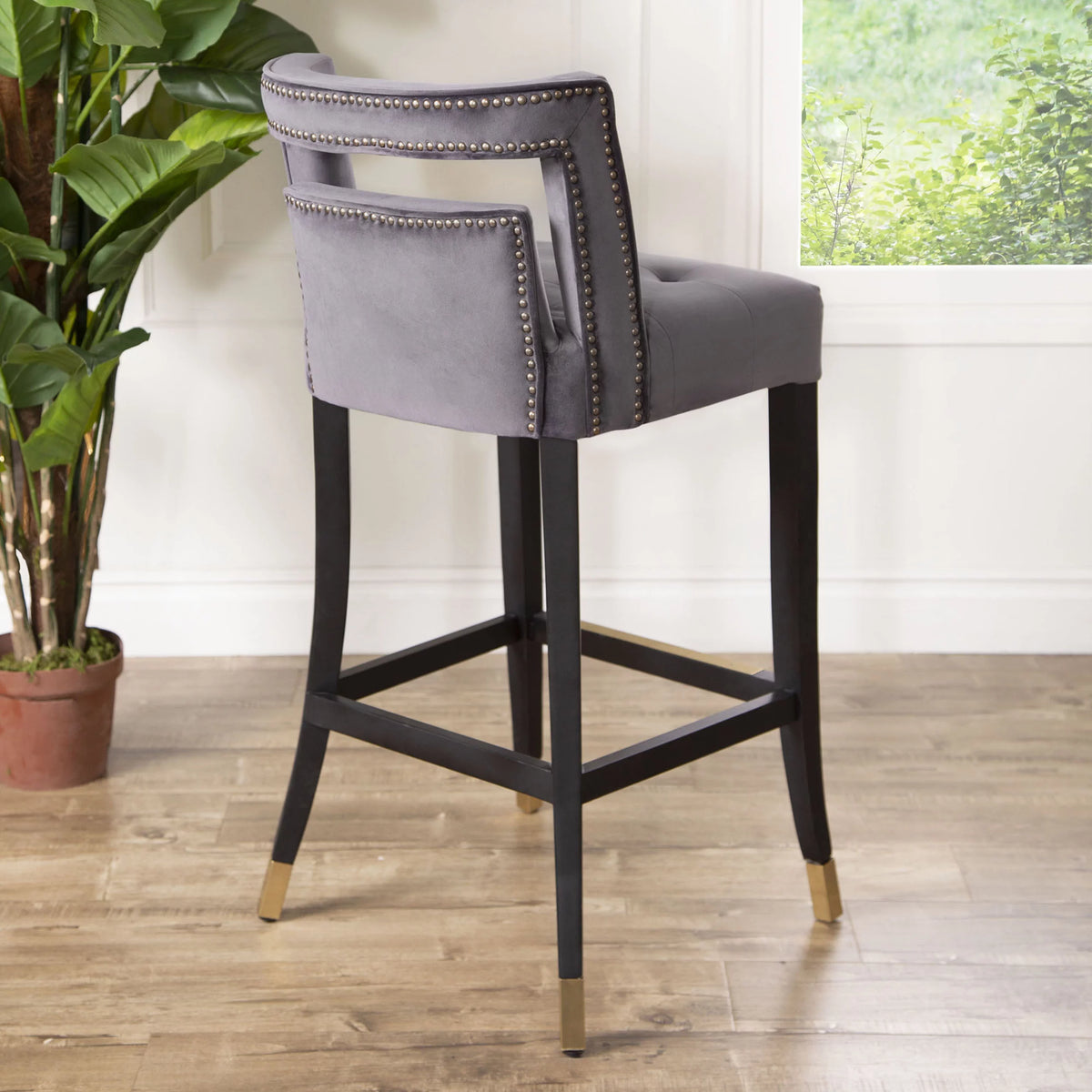 Grey Velvet Bar Stool V158890