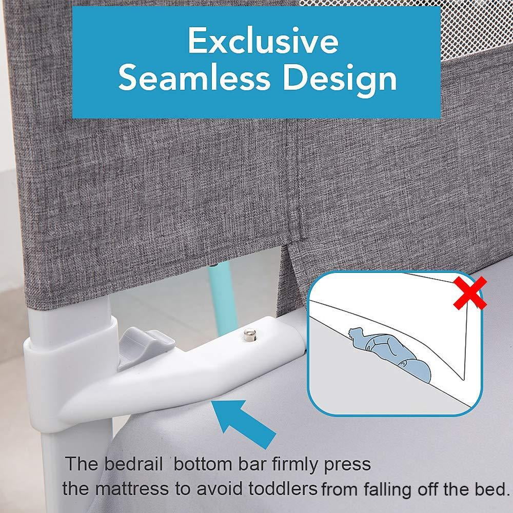 Light Gray Height-Adjustable Breathable Fabric Bed Rail Y97873
