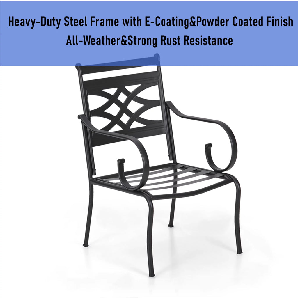 7-Piece Metal Outdoor Dining Set with Cushioned Armchairs Y290