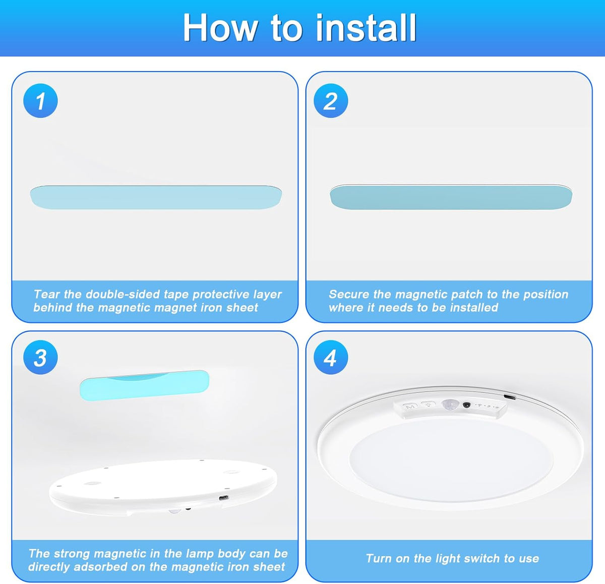 7.5 Inch 6500K Battery Powered Ceiling Light with Remote S203