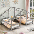 Gray Triangular House Beds with Built-in Table D565
