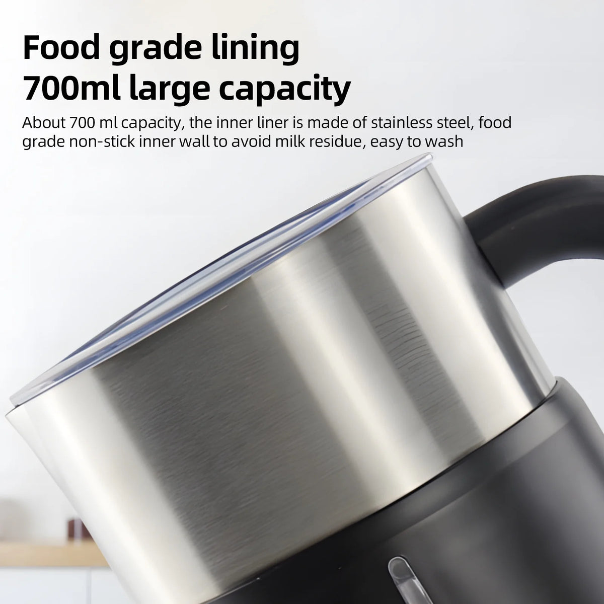5 in 1 Electric Milk Frother - 24oz/700ml Hot and Cold Foam Maker and Milk Warmer 500W Non-Slip Coffee Frother P4745