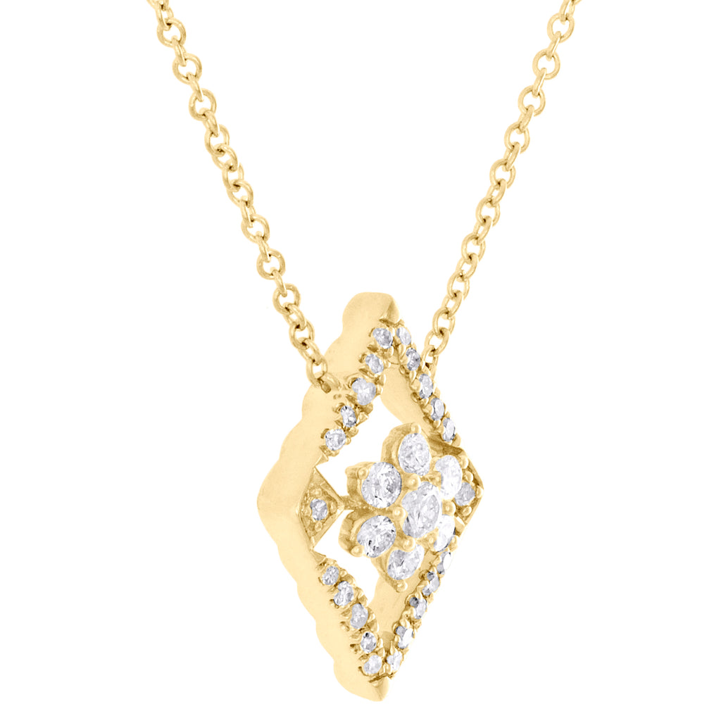 14K Yellow Gold Diamond Geometric Cluster Necklace 18" K431