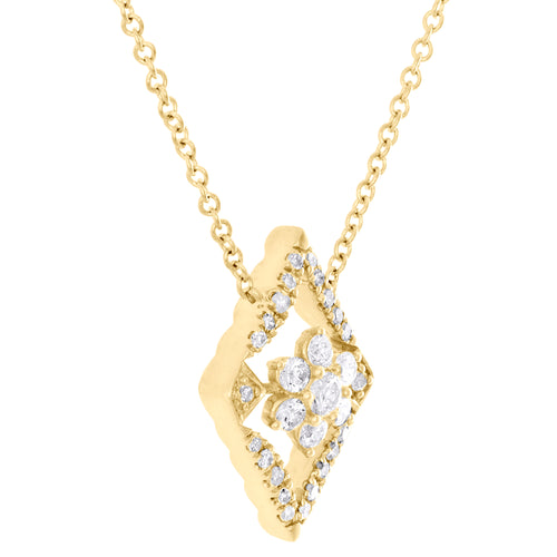 14K Yellow Gold Diamond Geometric Cluster Necklace 18" K431