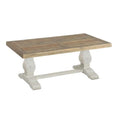 Brown & White Coffee Table with Pedestal Base S252