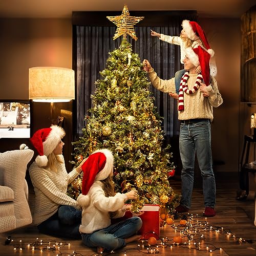 3D Rustic Rattan Christmas Tree Star Topper with 10 Bulbs H832