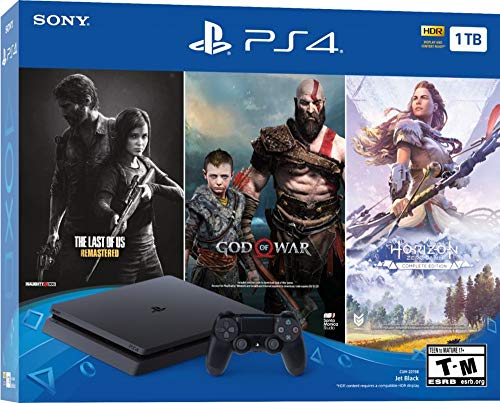 1TB HDD PS4 Console Slim Bundle with Three Games Dualshock 4 Wireless Controller Jet Black V523954