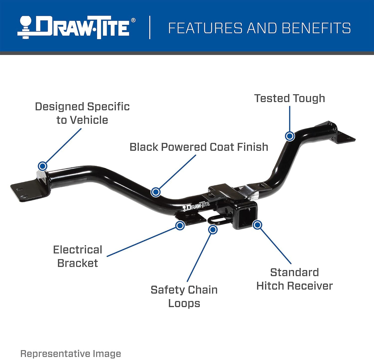 Class 3 Trailer Hitch, 2 Inch Receiver, Black O642
