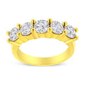 14K Yellow Gold Plated Sterling Silver Diamond 5 Stone Wedding Band Ring M4731