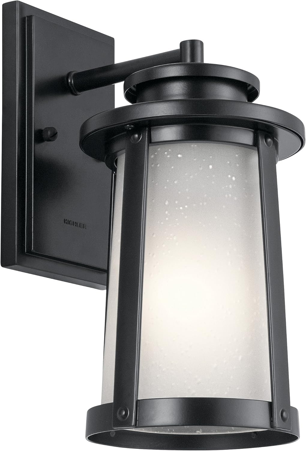 1 Light Outdoor Wall Light with Clear Water Glass in Textured Black L72021