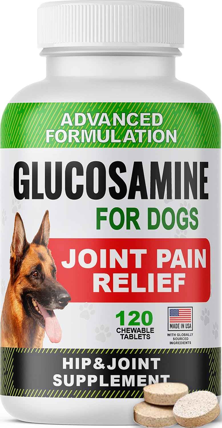 Glucosamine Tablets for Dogs - Joint Supplement w/Omega-3 Fish Oil - Chondroitin, MSM - 120 Ct F5662