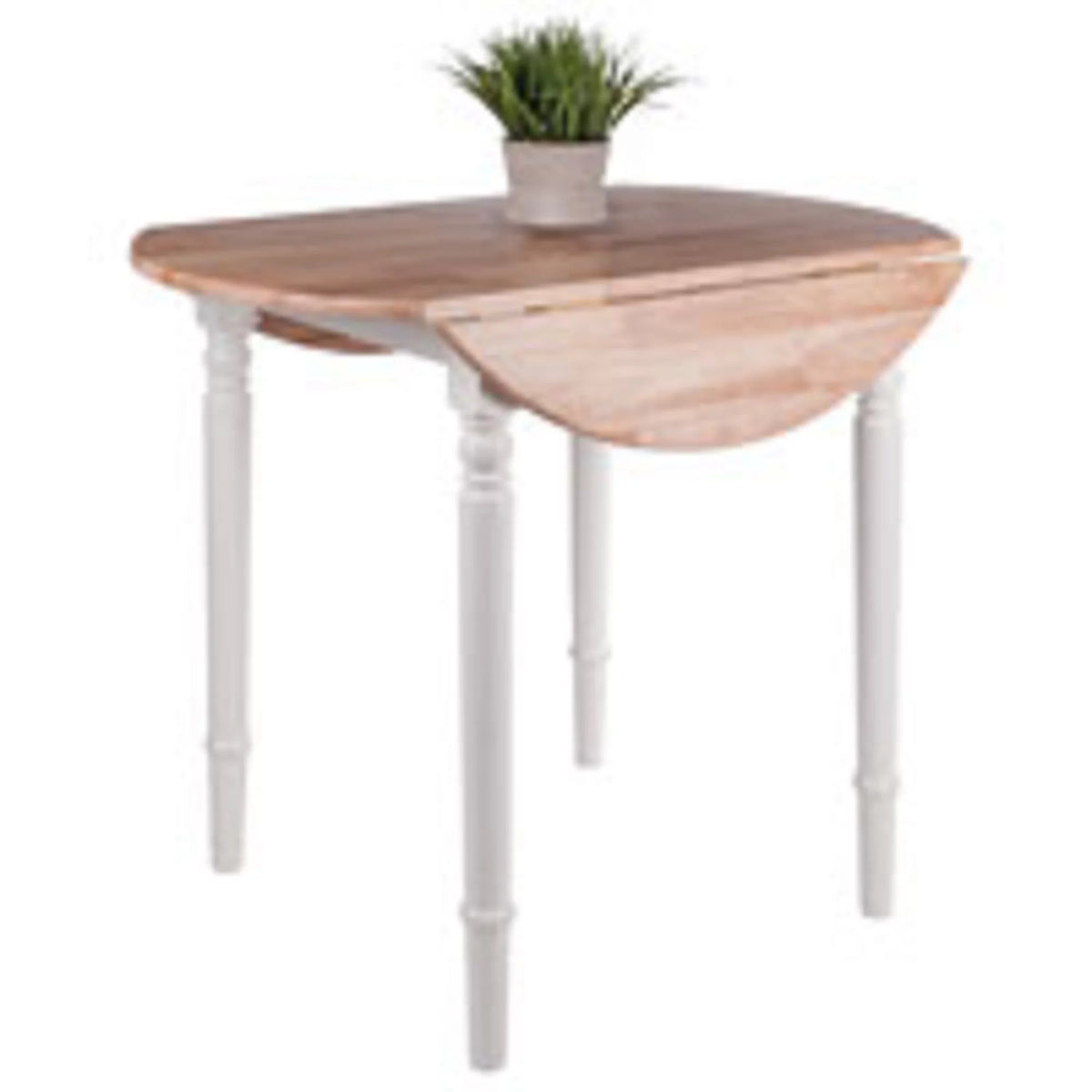 Beige and White Round Drop Leaf Table W89386