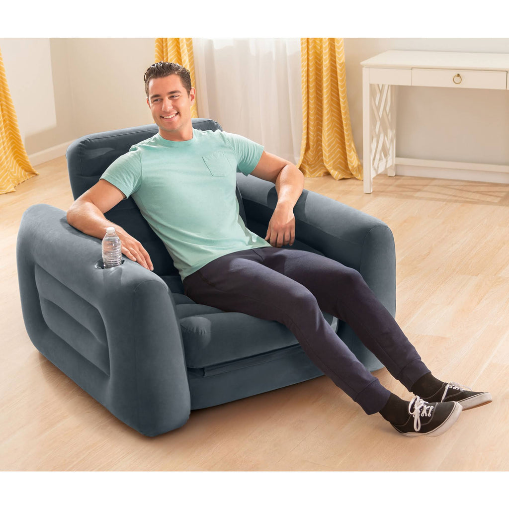 Inflatable Pull Out Sofa Chair Sleeper with Twin Sized Air Mattress I87020