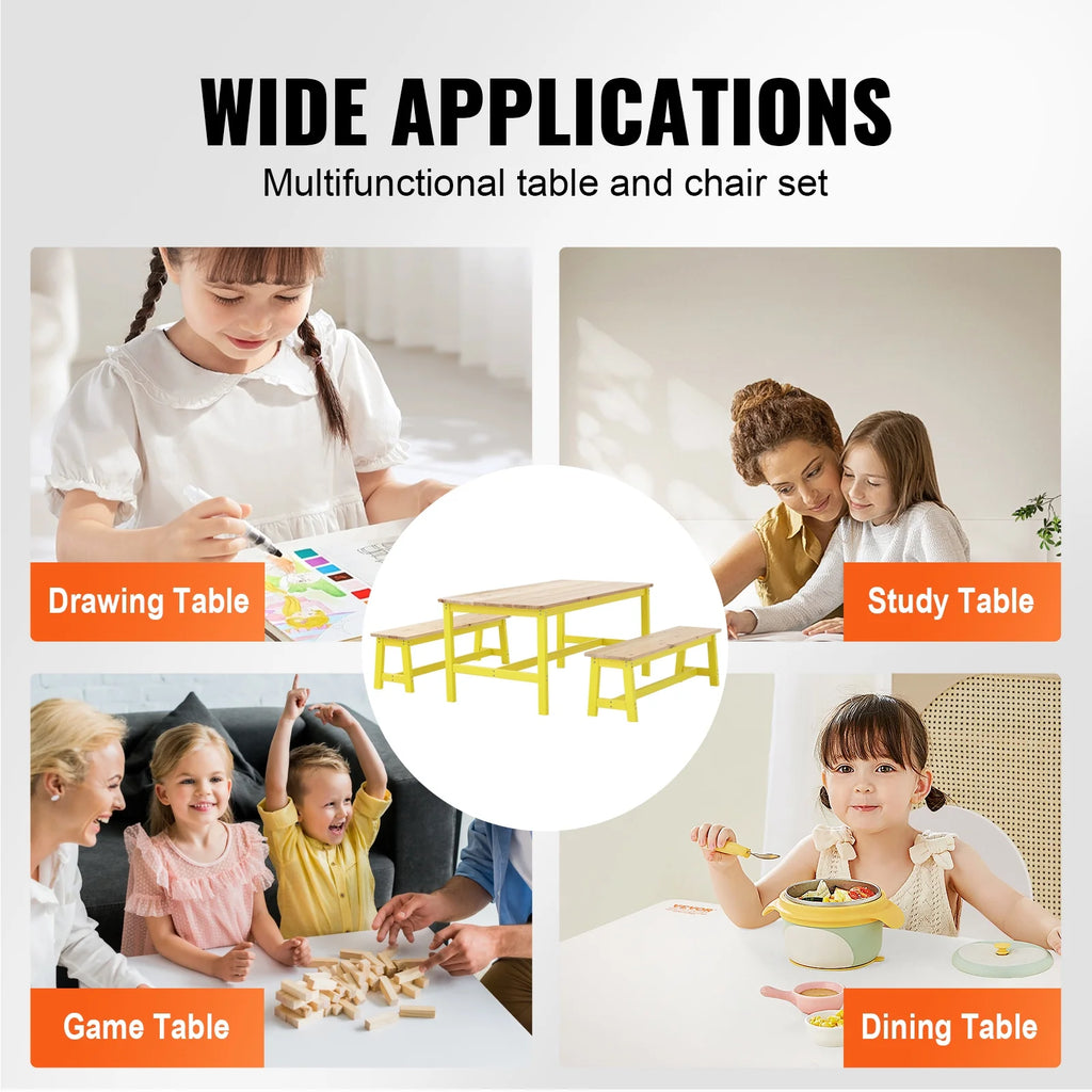 Kids Table and Bench Set of 3 V599