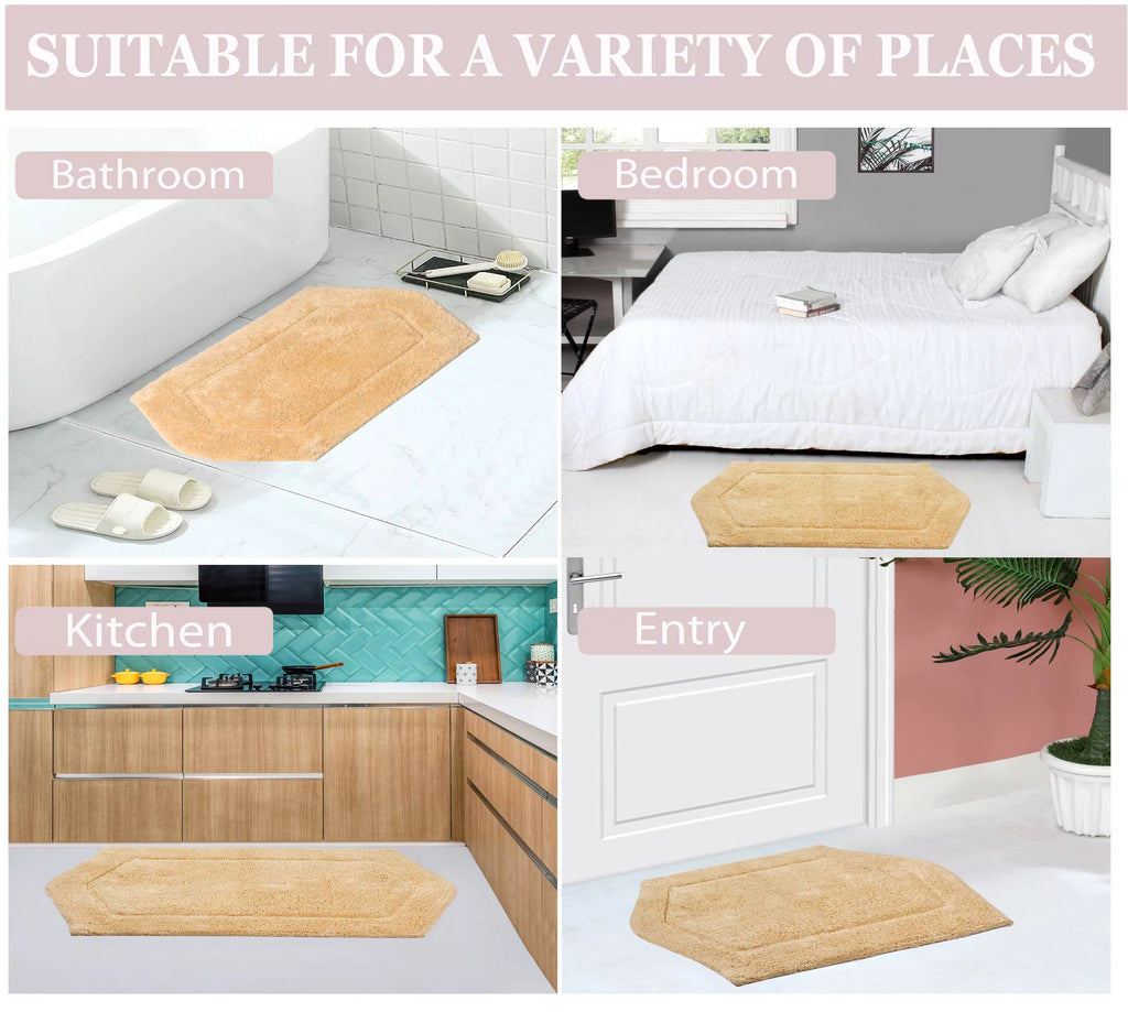 Cotton Non Slip Washable 4 Piece Bath Rug Set Z683096