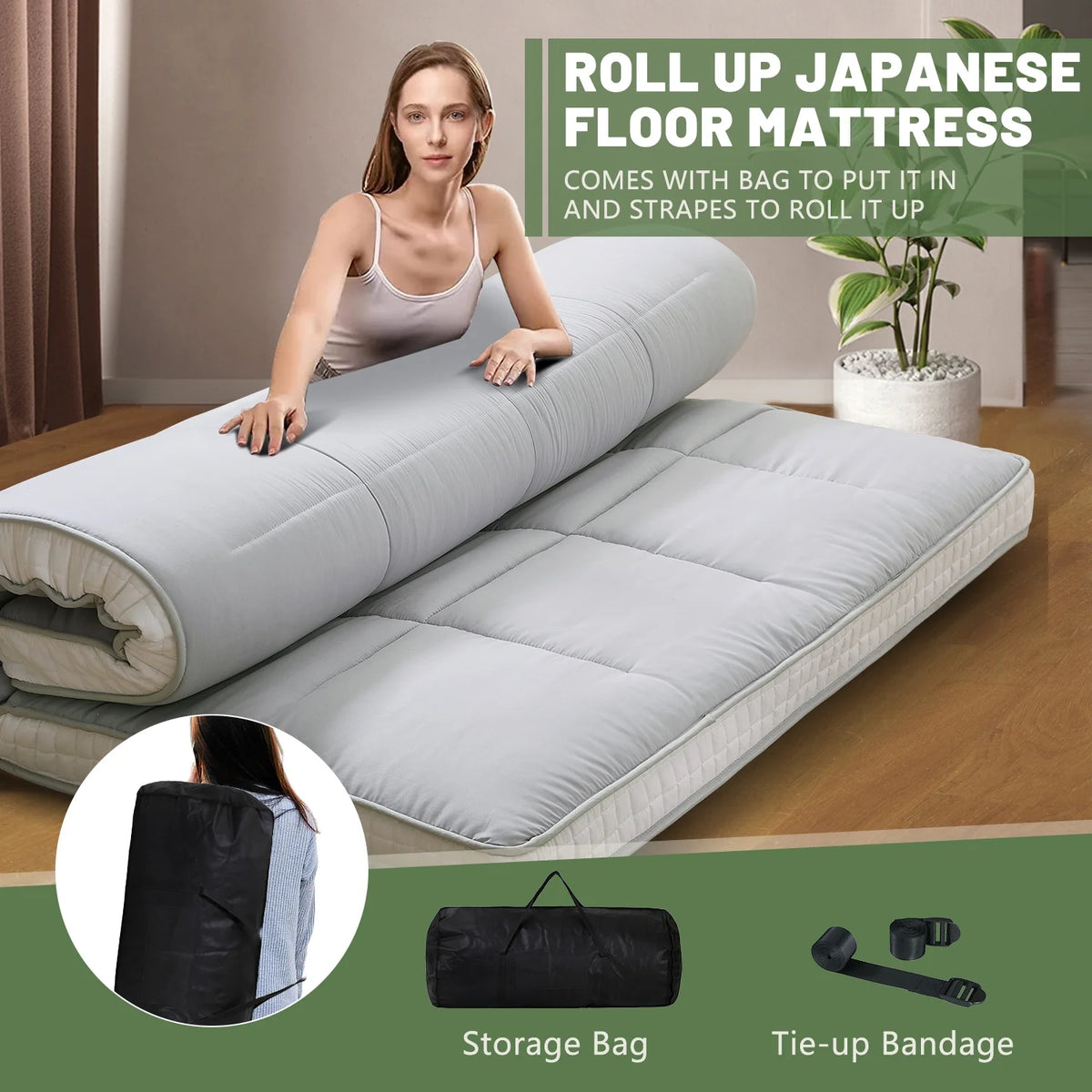 Japanese Floor Futon Mattress Thicken Foldable Roll Up Sleeping Pad J178811