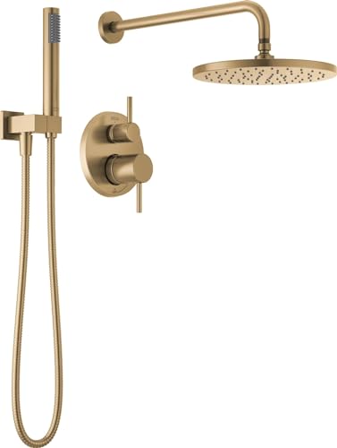 2-Setting Round Shower System with Rain Shower Head and Handheld Spray Chrome N74505