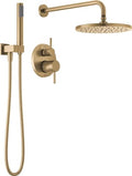 2-Setting Round Shower System with Rain Shower Head and Handheld Spray Chrome N74505