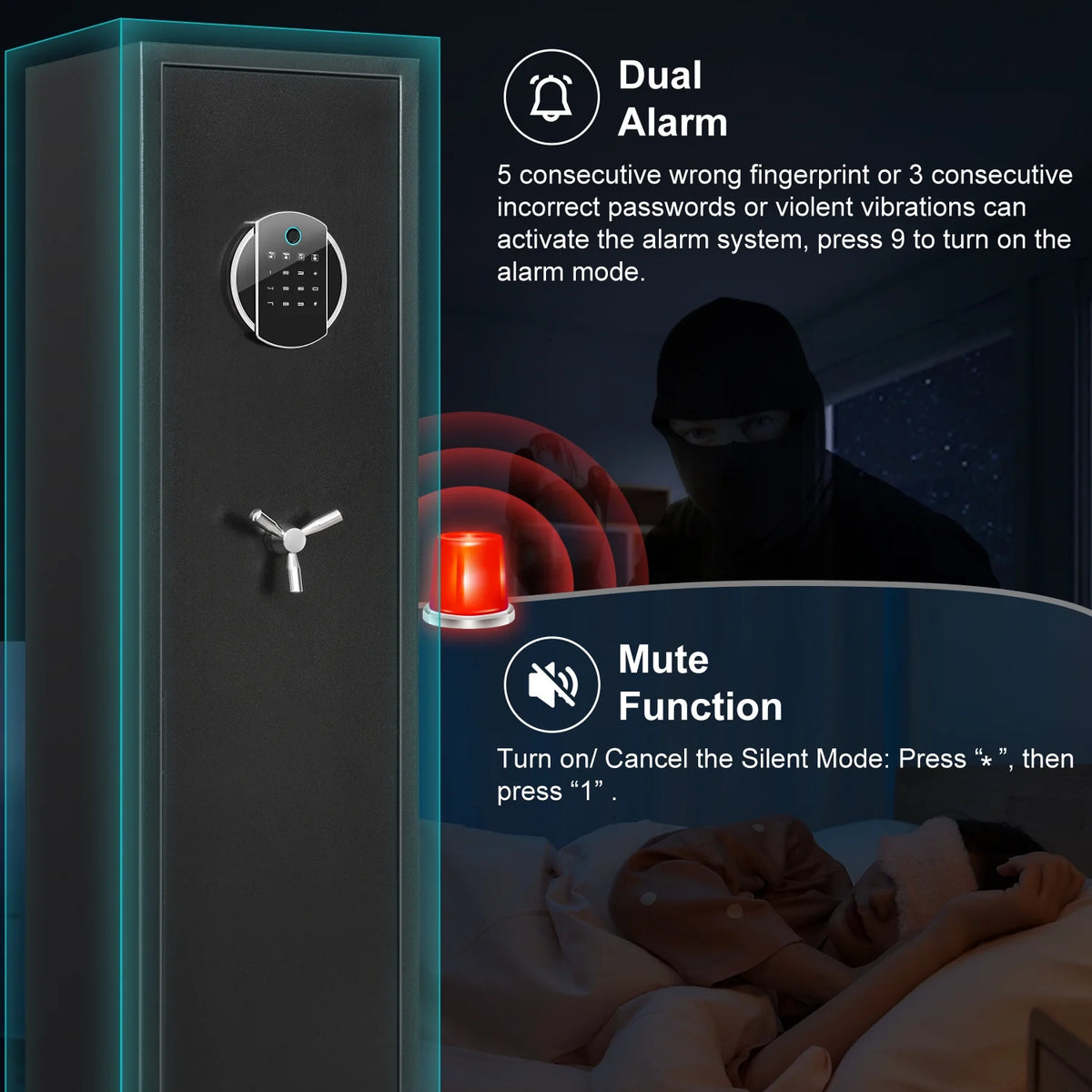 Biometric Fingerprint 3-5 Gun Safe with Alarm System B61999